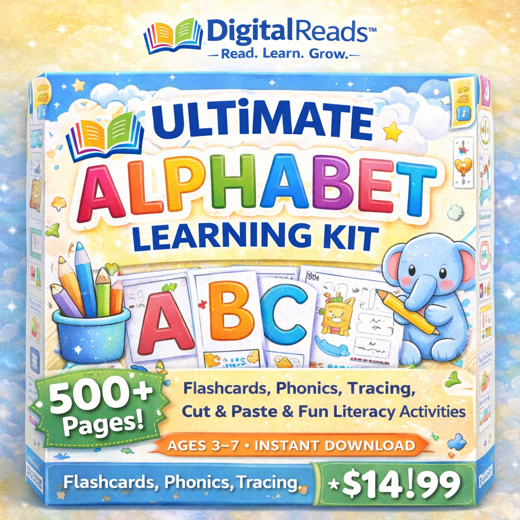 DigitalReads™ Ultimate Alphabet Learning Kit – 500+ Printable Worksheets for Kids (Ages 3–7)