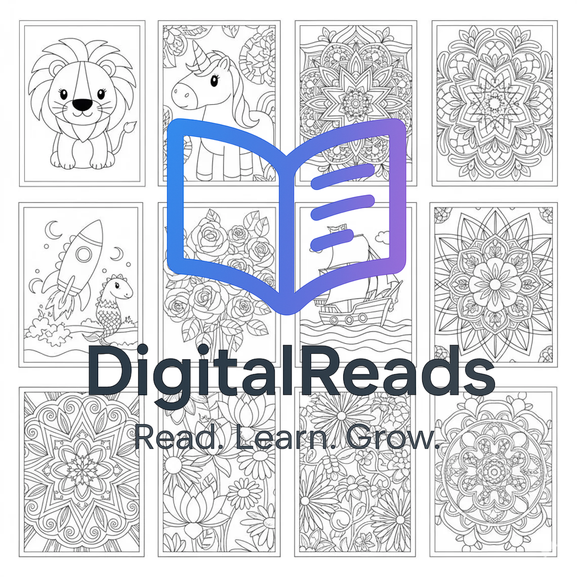 DigitalReads Mega Coloring Pages Bundle – 1,300+ Printable Coloring Sheets for Kids & Adults | Instant Download